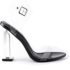 REVOL Clear Strap Block high Heel Sandals transparent high heels